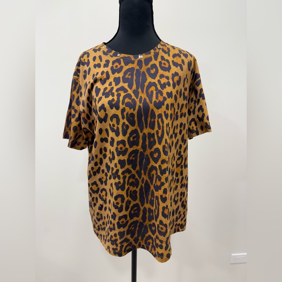 Saint Laurent Tops - Saint Laurent Brown Leopard Print Boxy T-Shirt